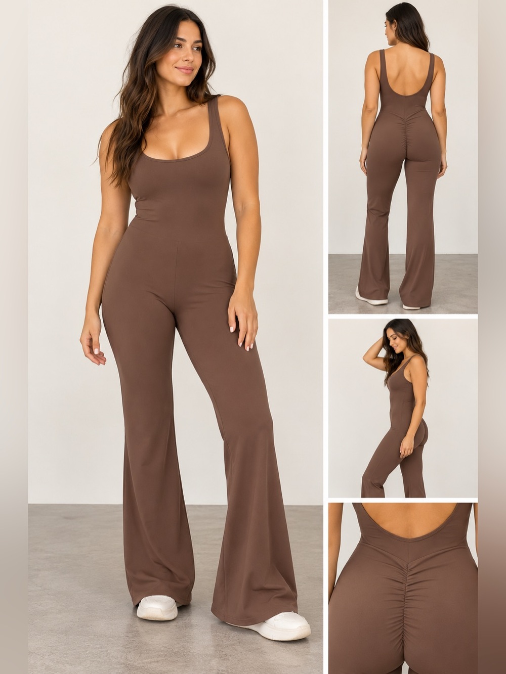 Flare Long Bodysuit Brown Size Medium